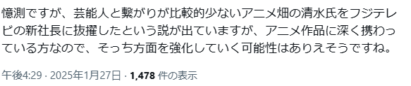 清水賢治の経歴はアニメ畑！高学歴で日枝久の手下